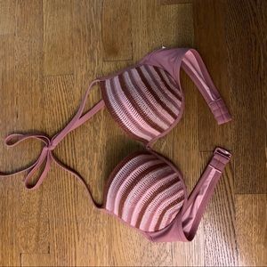 Pink knit molded cup bikini top